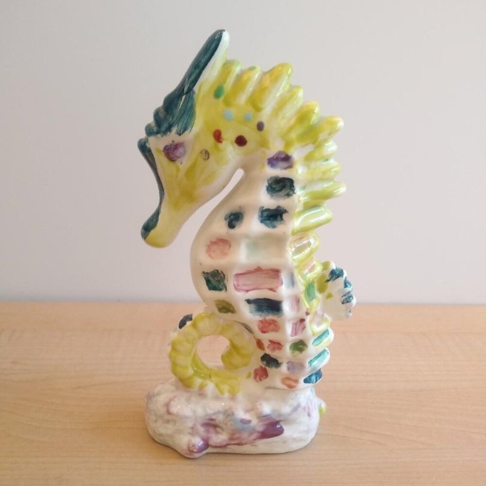 Hand Painted Signed Glazed Ceramic Seahorse - Picture 2 of 5